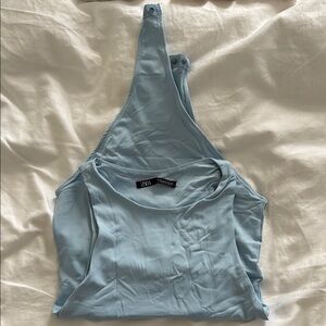 Zara Blue Asymmetrical Sleeveless Tank Top